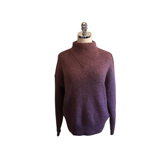 Madewell Sweater Women's Size Medium Purple Wool Blend Turtle Neck Long Sleeve - Picture 1 of 7